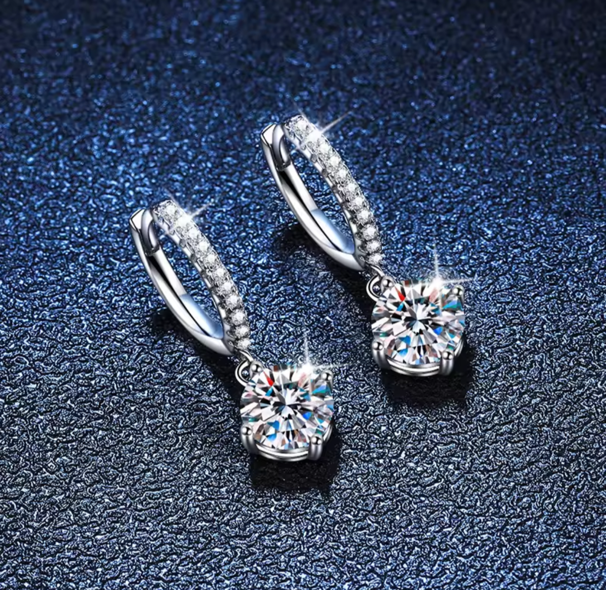 Kolczyki sztyft okrągłe angielski Moissanite srebro 925 0.5ct