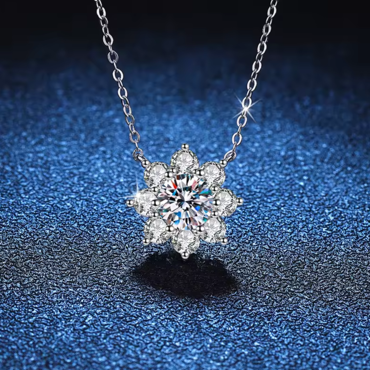 Naszyjnik z moissanitem i cyrkoniami gwiazdka 1ct srebro 925