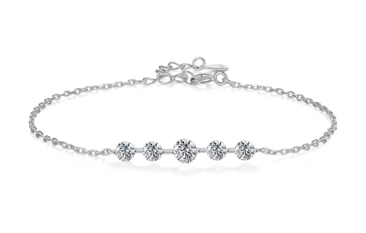 Bransoletka Moissanite 925 srebro