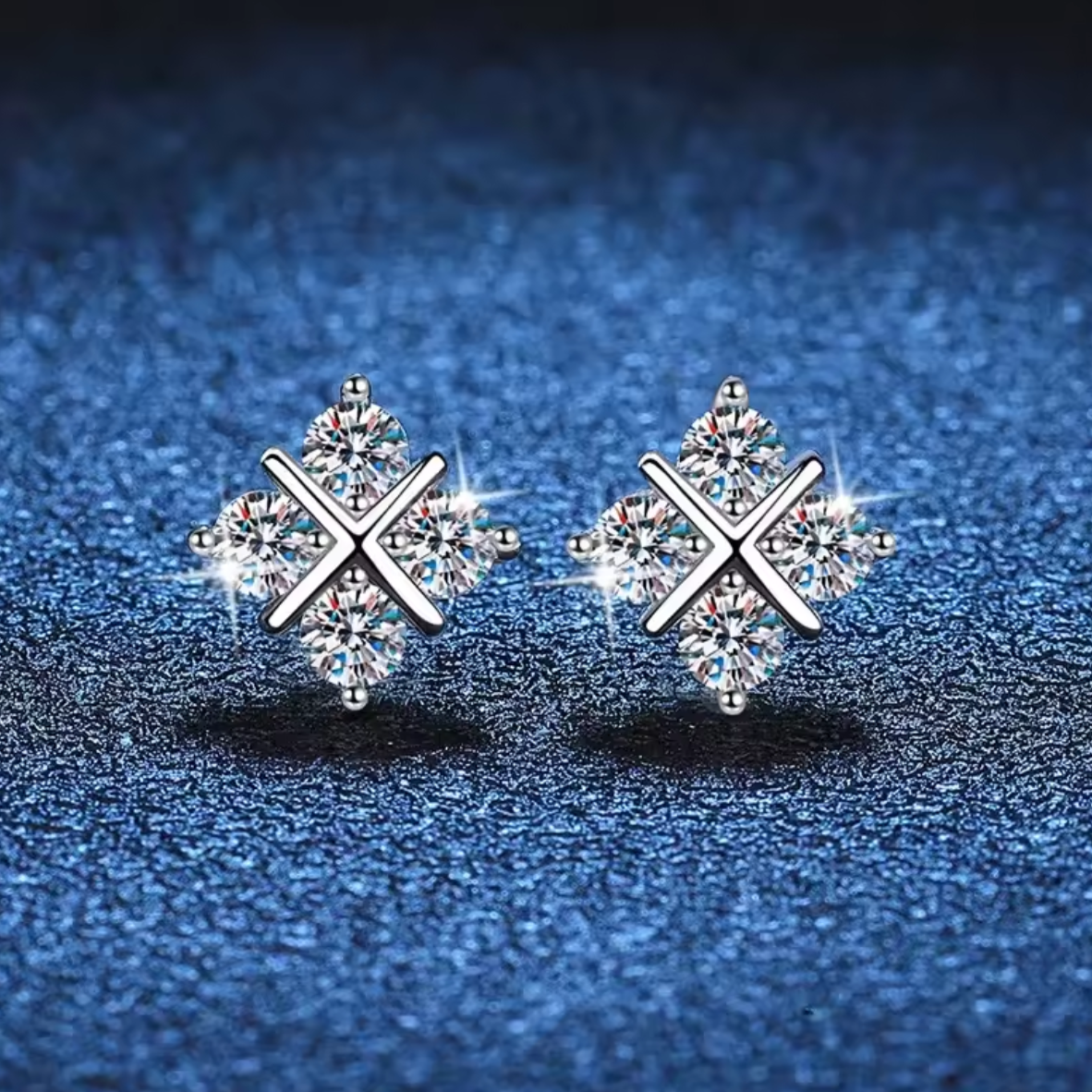 Kolczyki sztyft kwadraty srebro 925 Moissanite