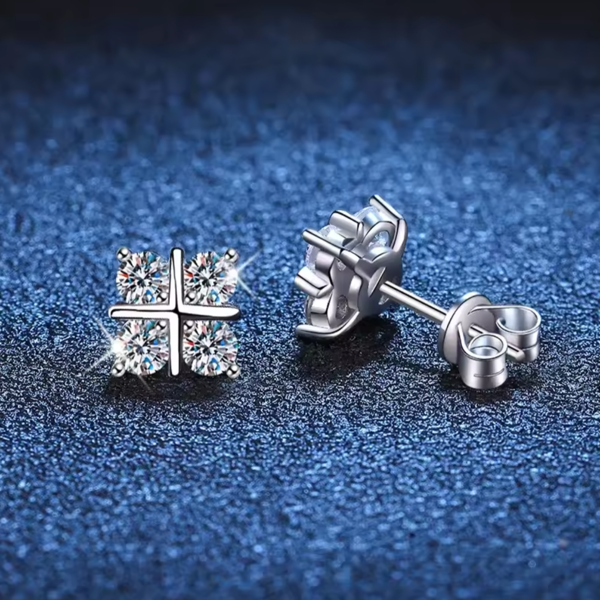 Kolczyki sztyft kwadraty srebro 925 Moissanite