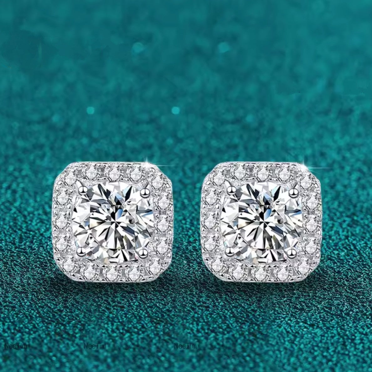 Kolczyki Moissanit srebro 925 0,5 ct z cyrkoniami kwadratowe