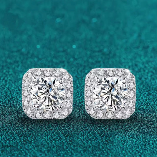 Kolczyki Moissanit srebro 925 0,5 ct z cyrkoniami kwadratowe