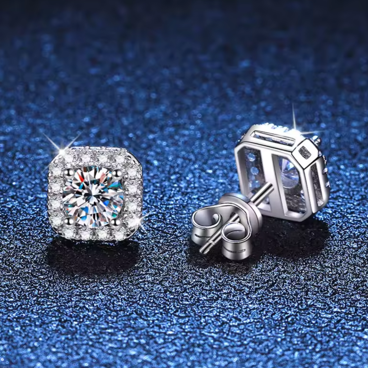 Kolczyki Moissanit srebro 925 0,5 ct z cyrkoniami kwadratowe