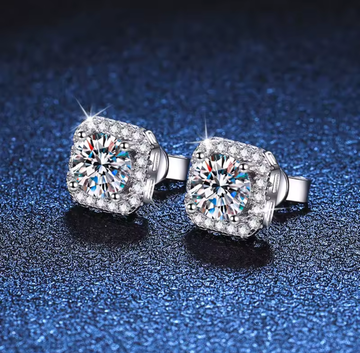 Kolczyki Moissanit srebro 925 0,5 ct z cyrkoniami kwadratowe