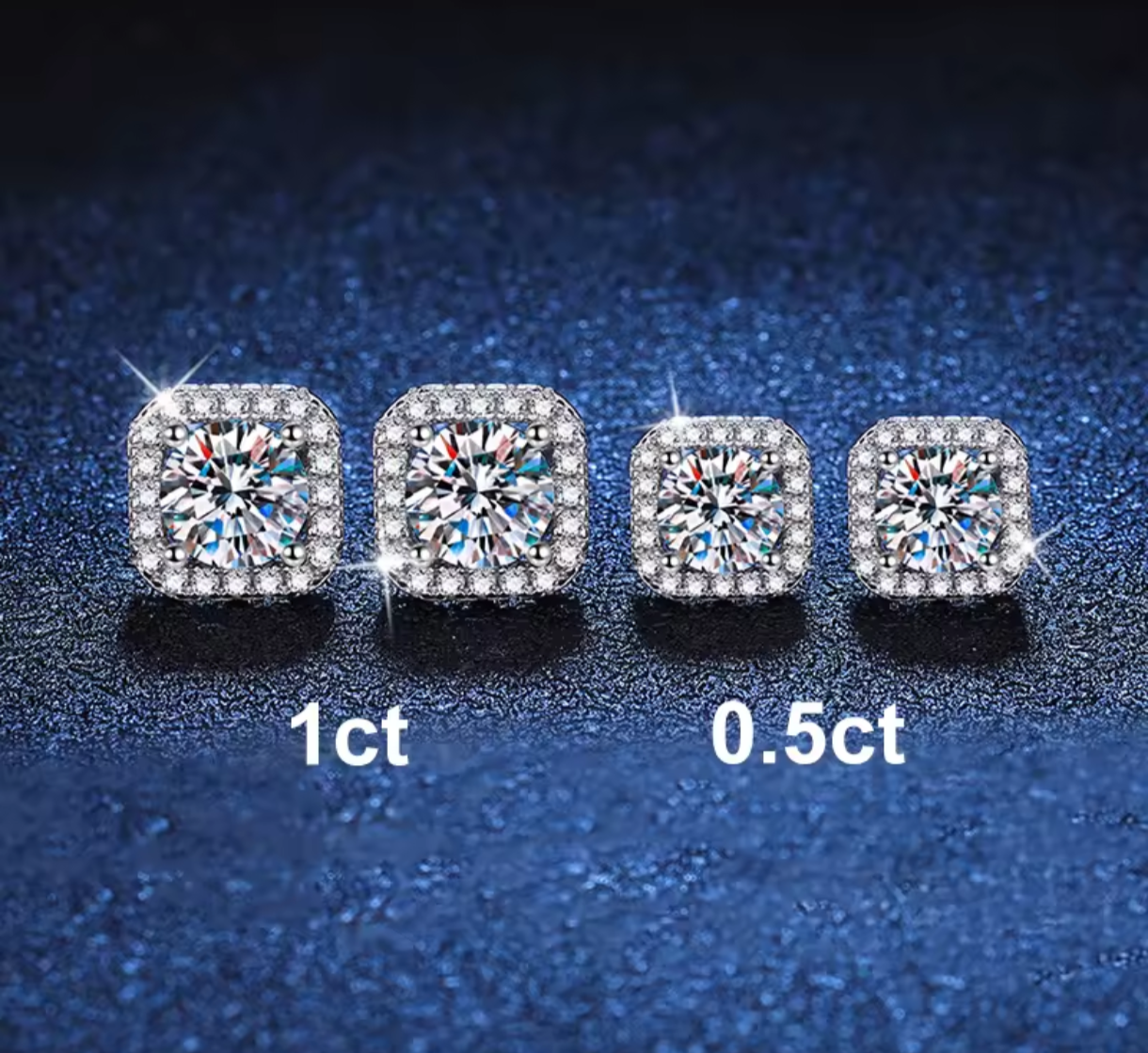 Kolczyki Moissanit srebro 925 0,5 ct z cyrkoniami kwadratowe