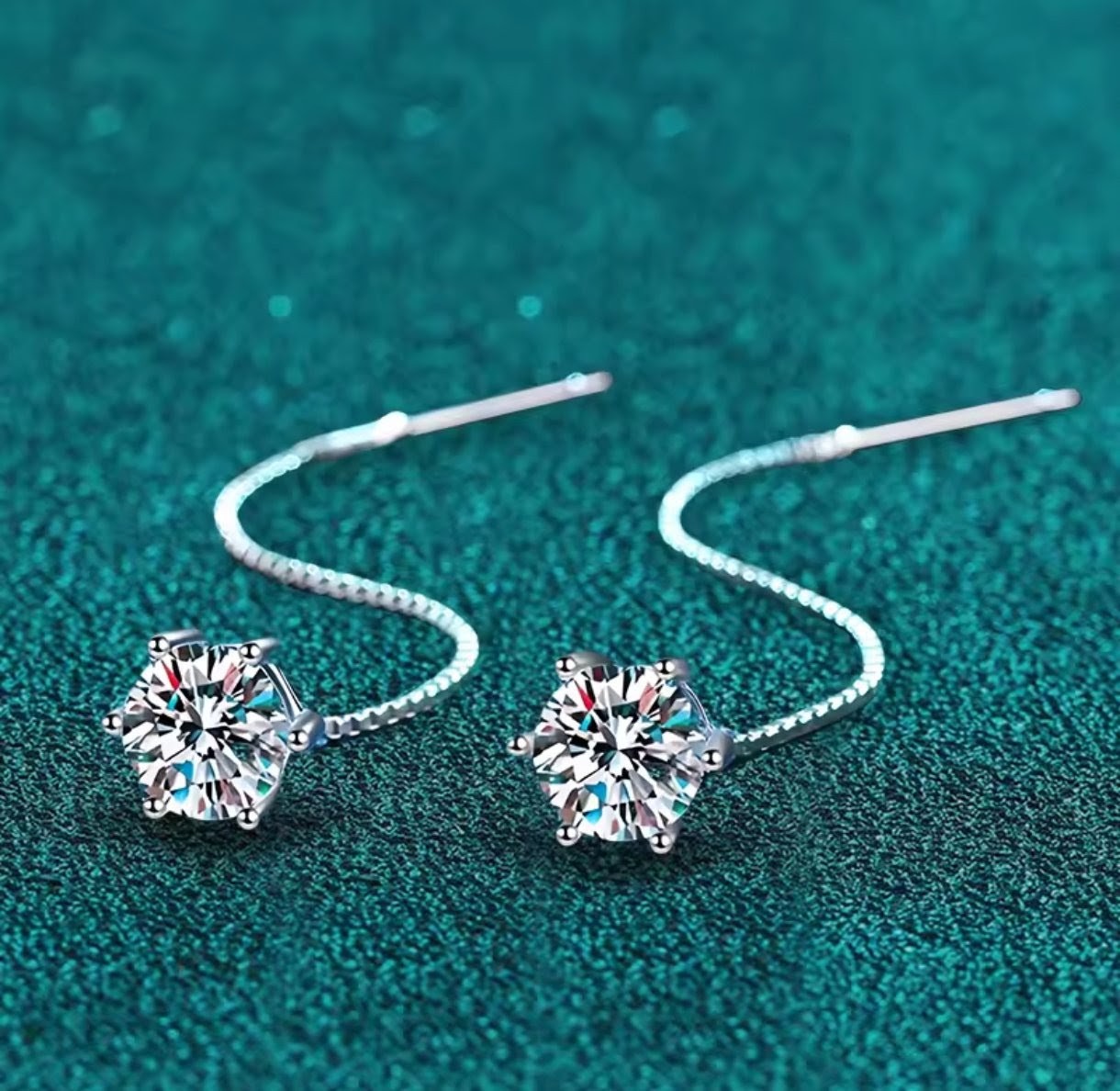 Kolczyki Moissanit 0,5 ct na łańcuszku srebro 925