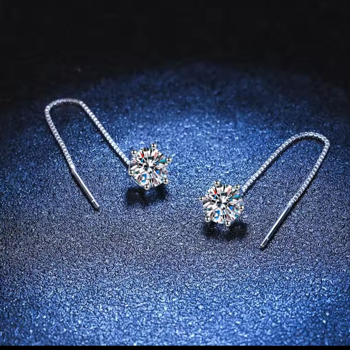 Kolczyki Moissanit 0,5 ct na łańcuszku srebro 925