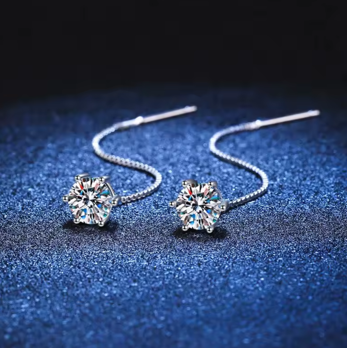 Kolczyki Moissanit 0,5 ct na łańcuszku srebro 925