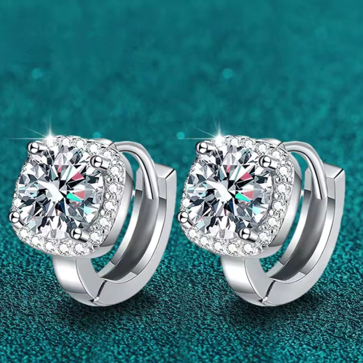 Kolczyki sztyft okrągłe angielski Moissanite srebro925 0.5ct