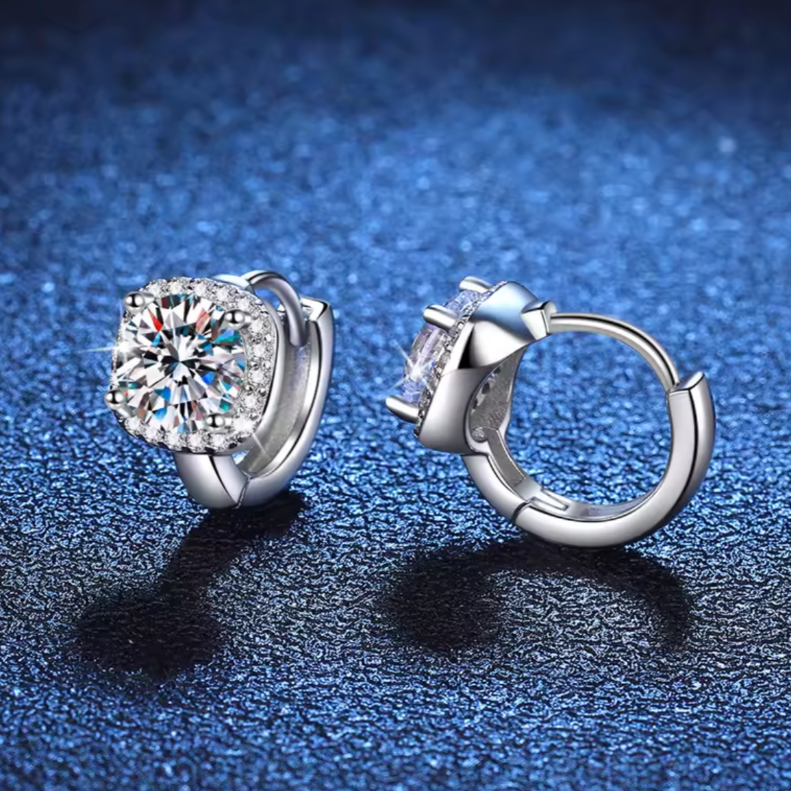 Kolczyki sztyft okrągłe angielski Moissanite srebro925 0.5ct