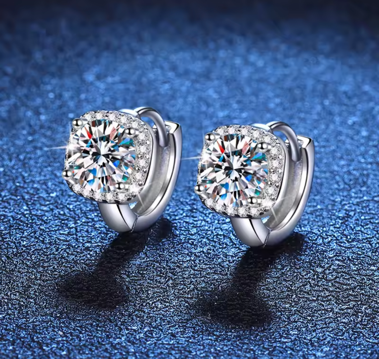 Kolczyki sztyft okrągłe angielski Moissanite srebro925 0.5ct