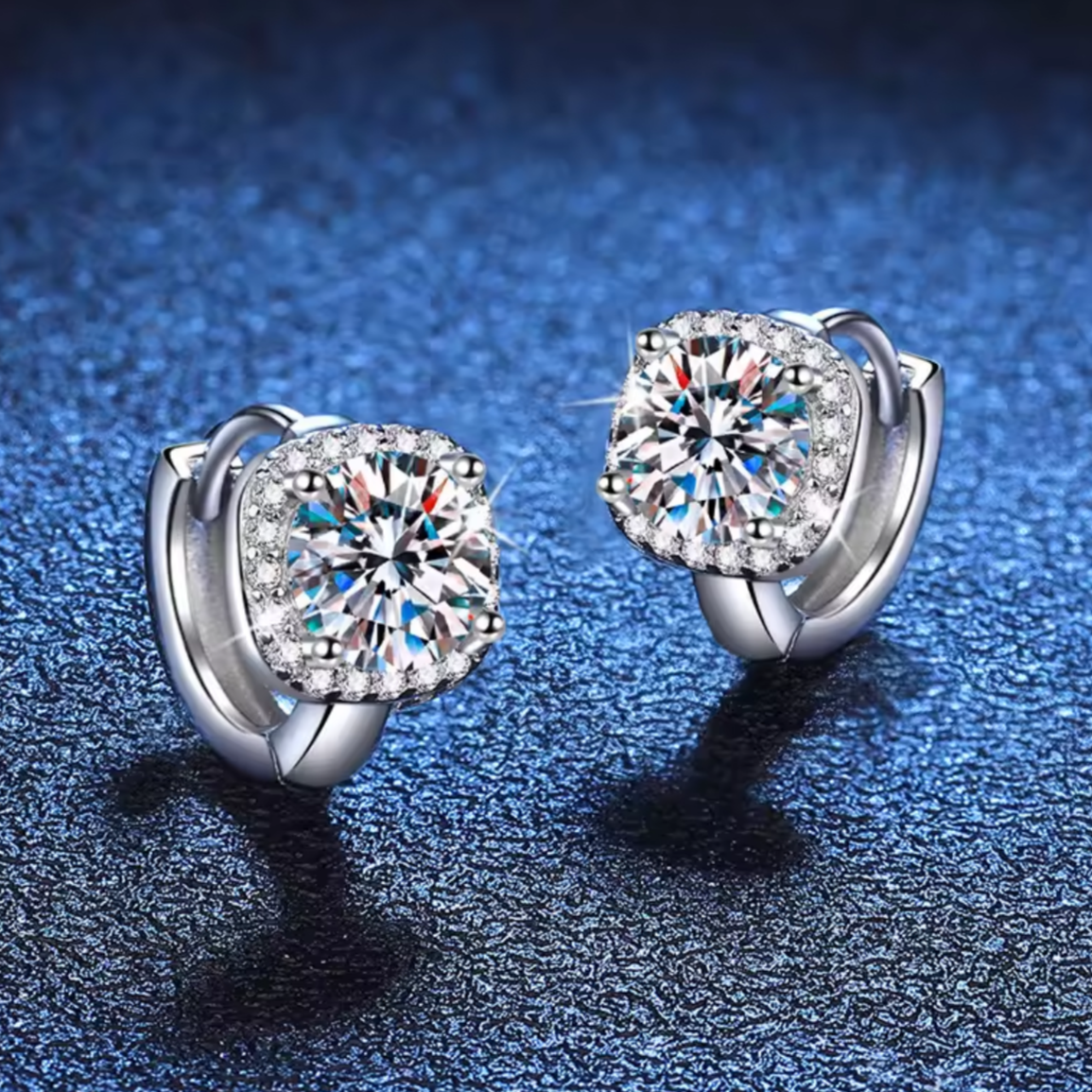 Kolczyki sztyft okrągłe angielski Moissanite srebro925 0.5ct