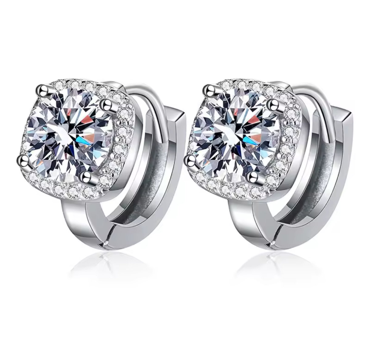 Kolczyki sztyft okrągłe angielski Moissanite srebro925 0.5ct