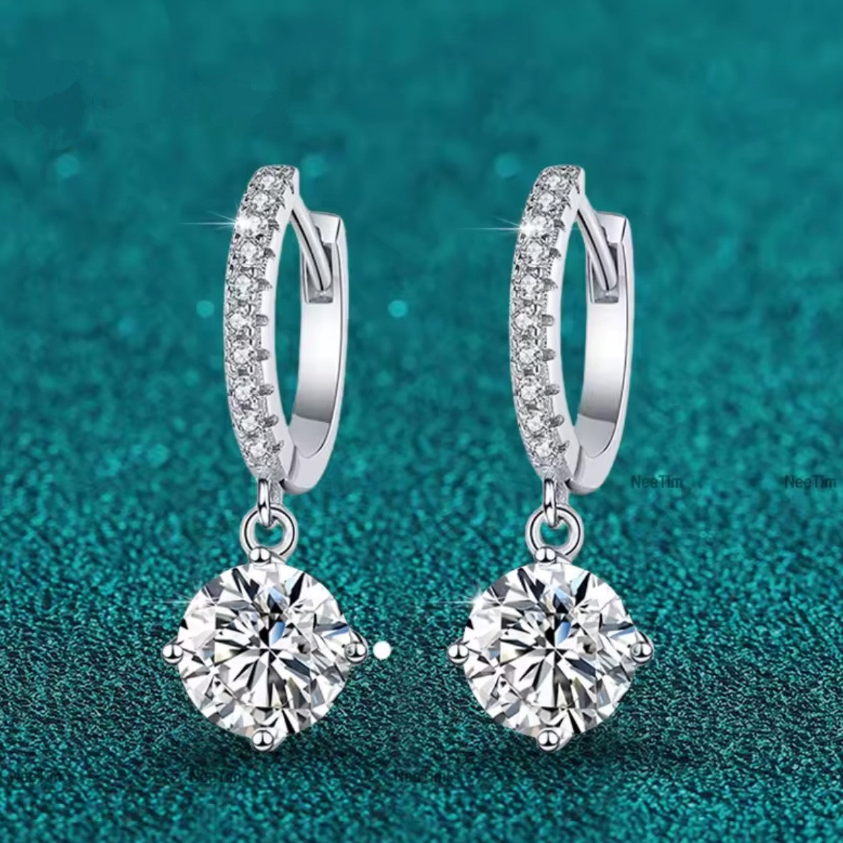 Kolczyki sztyft okrągłe angielski Moissanite srebro 925 0.5ct