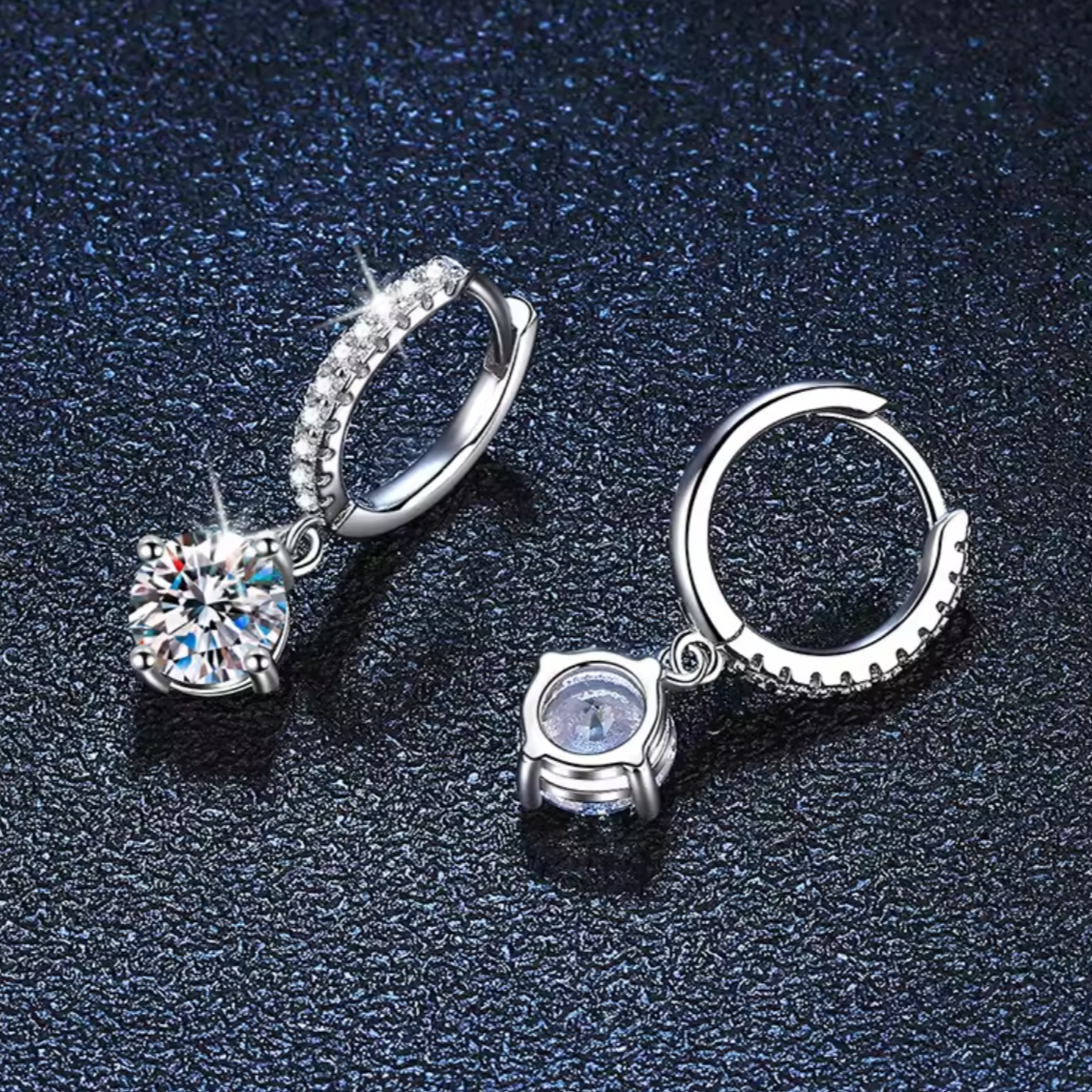 Kolczyki sztyft okrągłe angielski Moissanite srebro 925 0.5ct