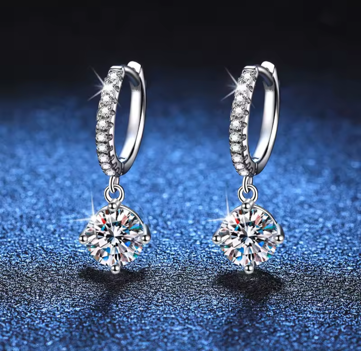 Kolczyki sztyft okrągłe angielski Moissanite srebro 925 0.5ct