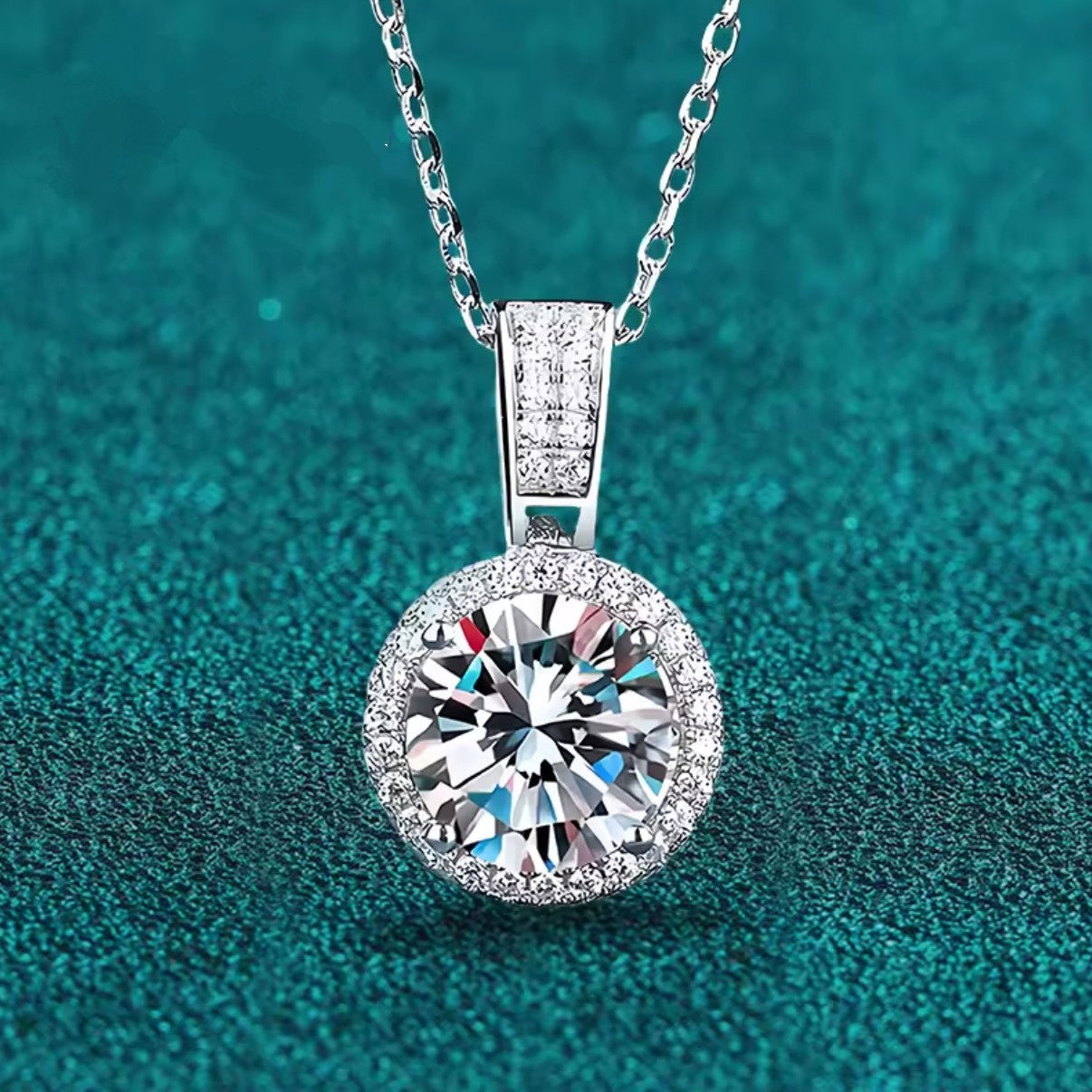 Naszyjnik z moissanitem i cyrkoniami 1ct srebro 925