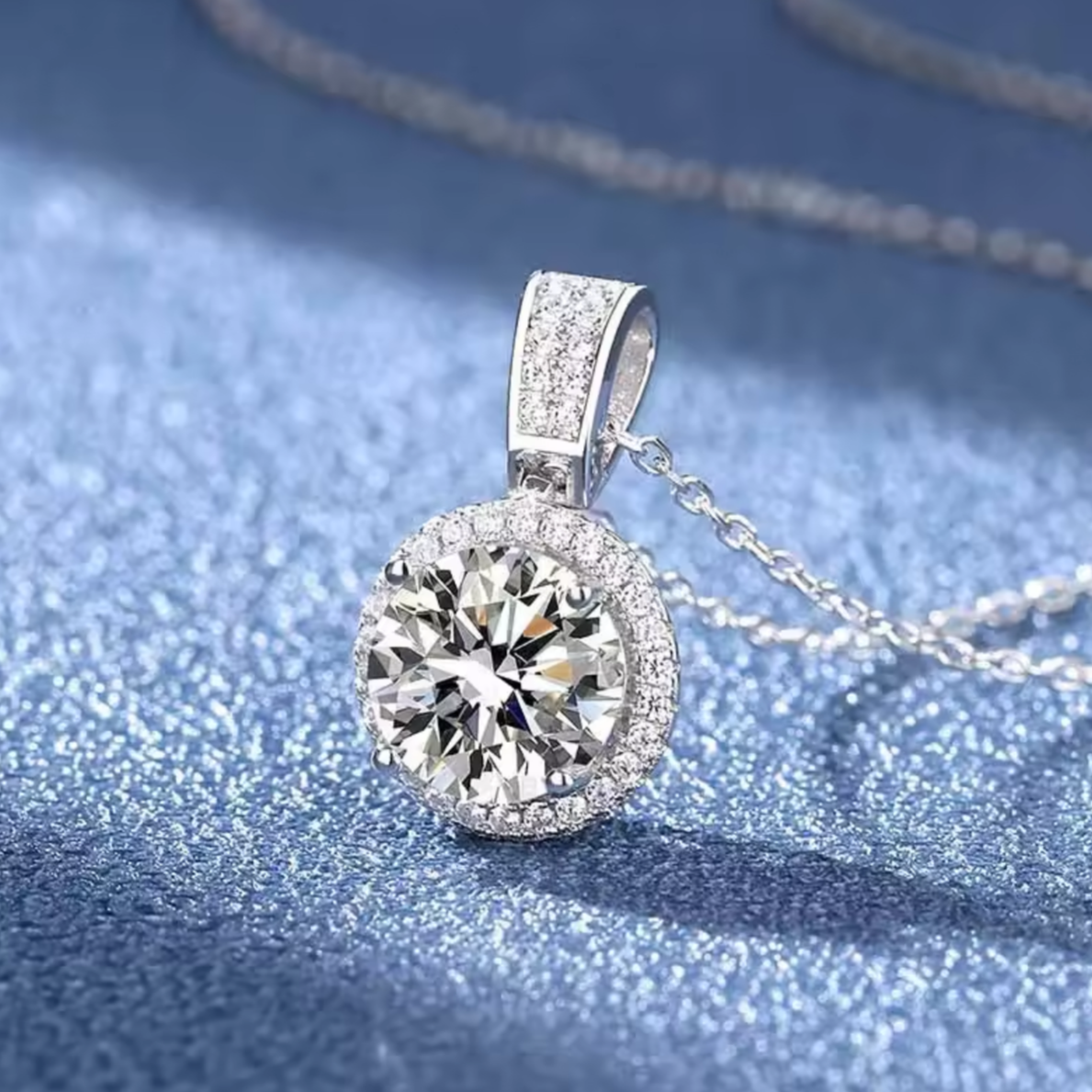 Naszyjnik z moissanitem i cyrkoniami 1ct srebro 925