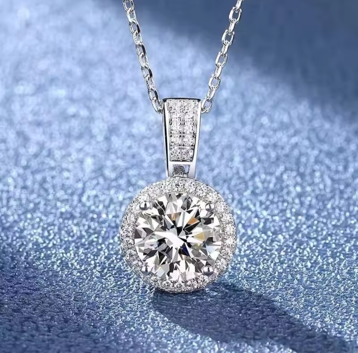 Naszyjnik z moissanitem i cyrkoniami 1ct srebro 925