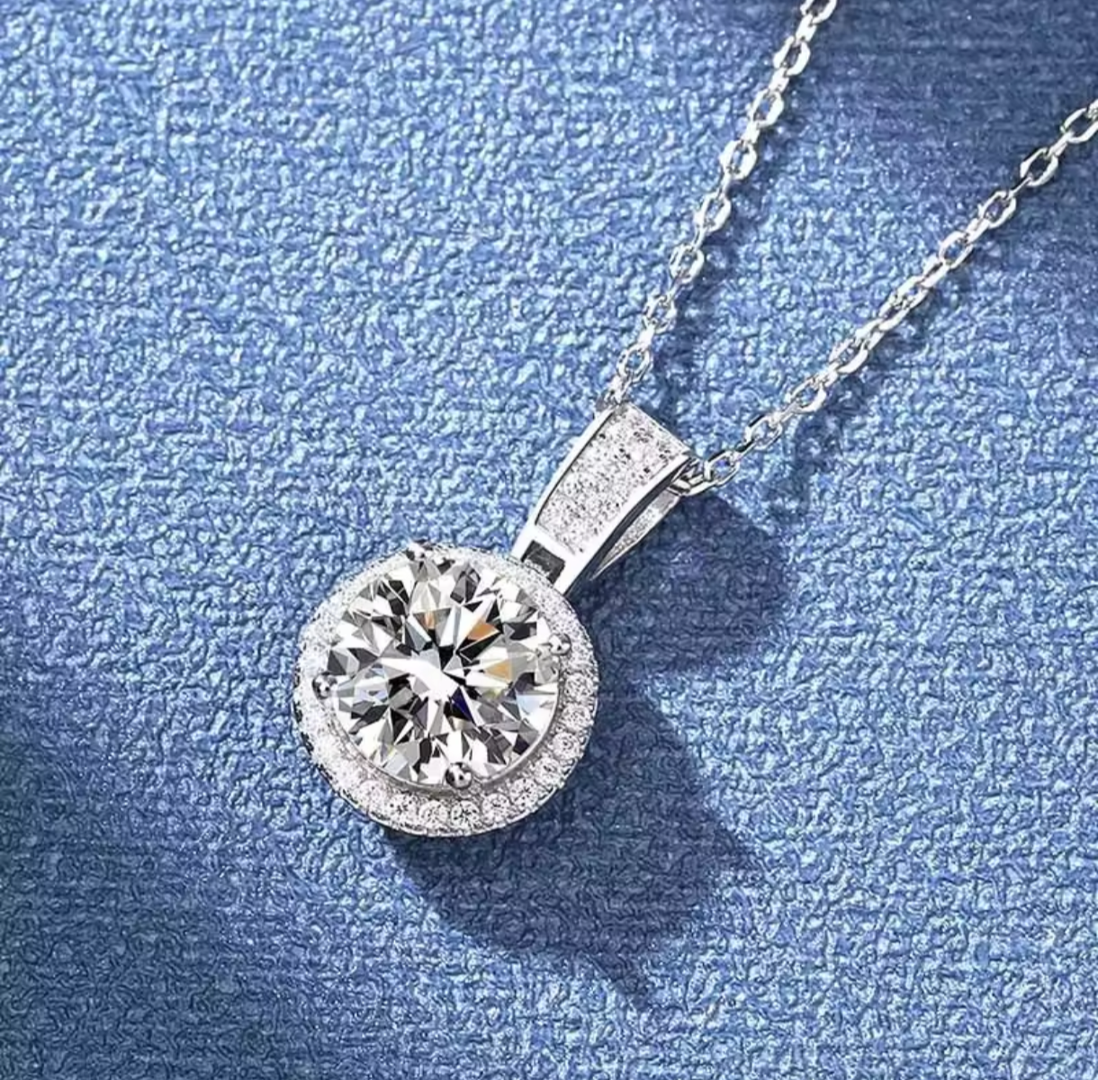 Naszyjnik z moissanitem i cyrkoniami 1ct srebro 925