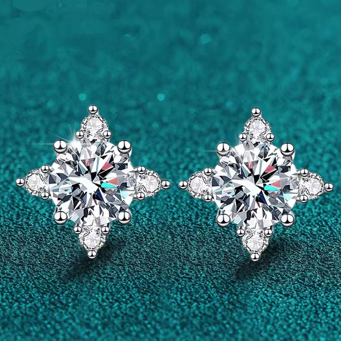 Kolczyki sztyft śnieżynki Moissanite srebro925 0.5ct