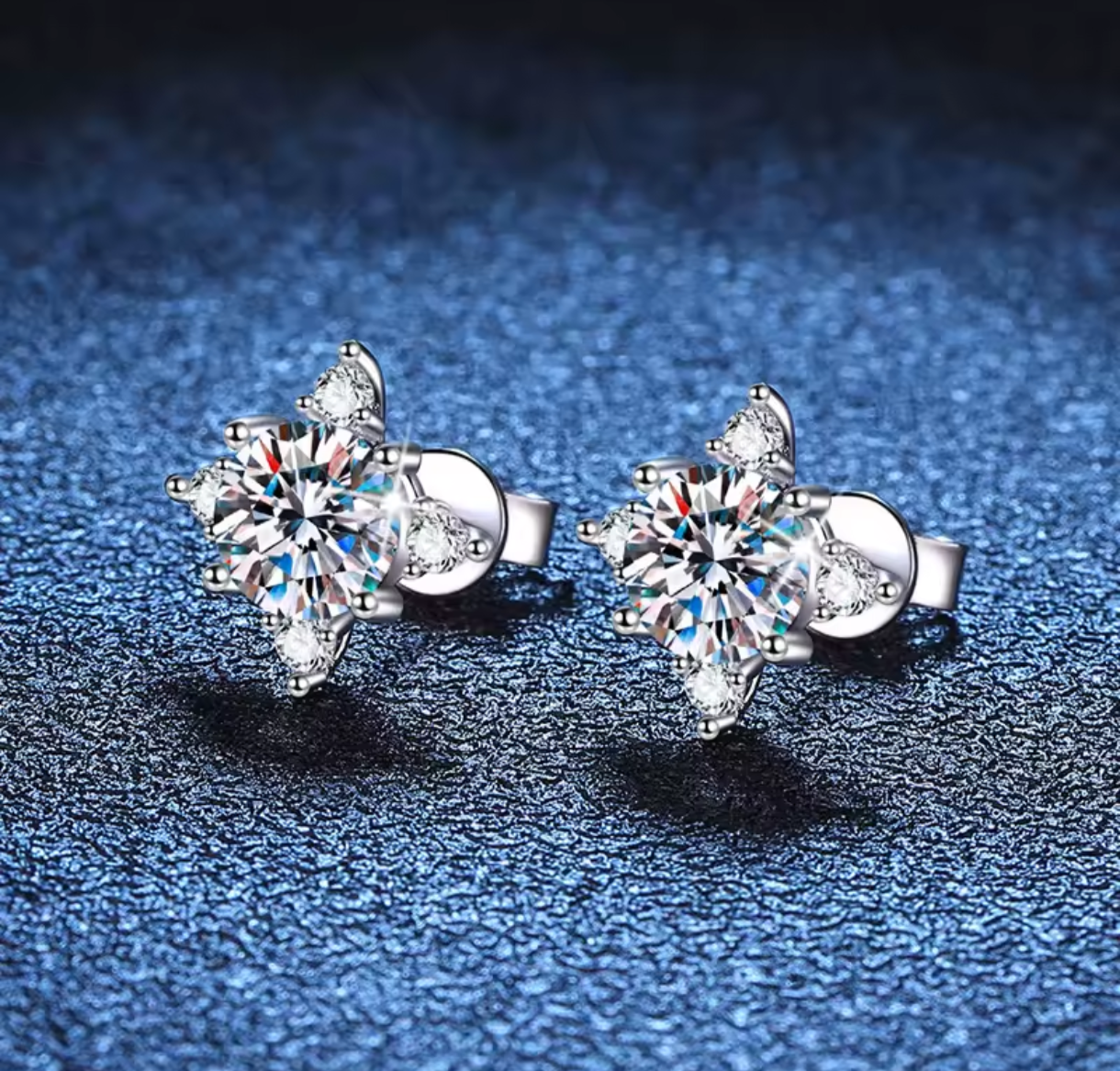 Kolczyki sztyft śnieżynki Moissanite srebro925 0.5ct