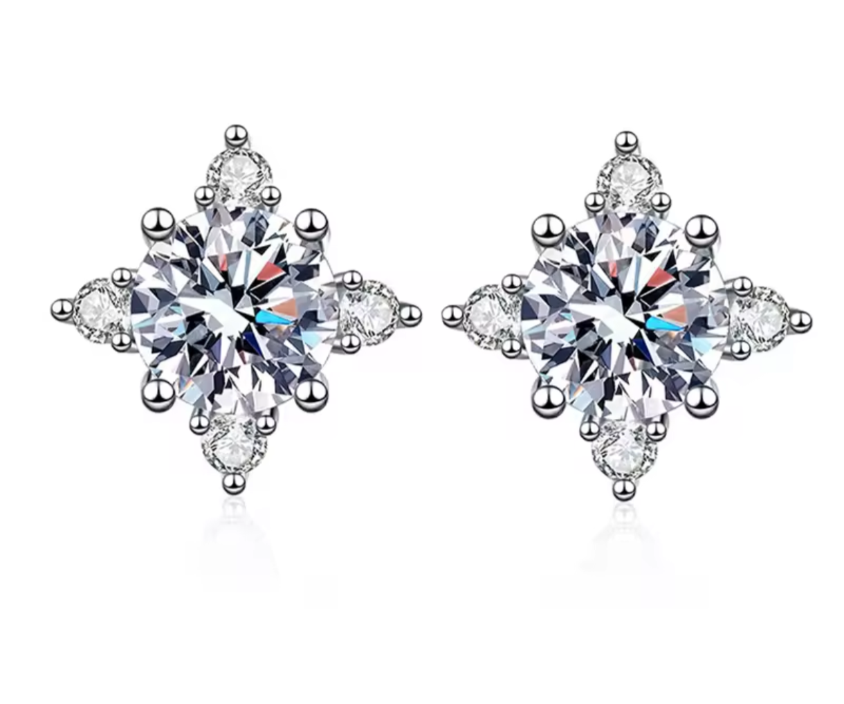 Kolczyki sztyft śnieżynki Moissanite srebro925 0.5ct