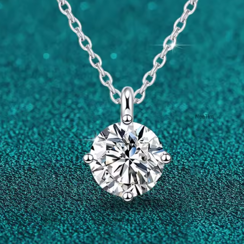 Naszyjnik z moissanitem 1ct srebro 925