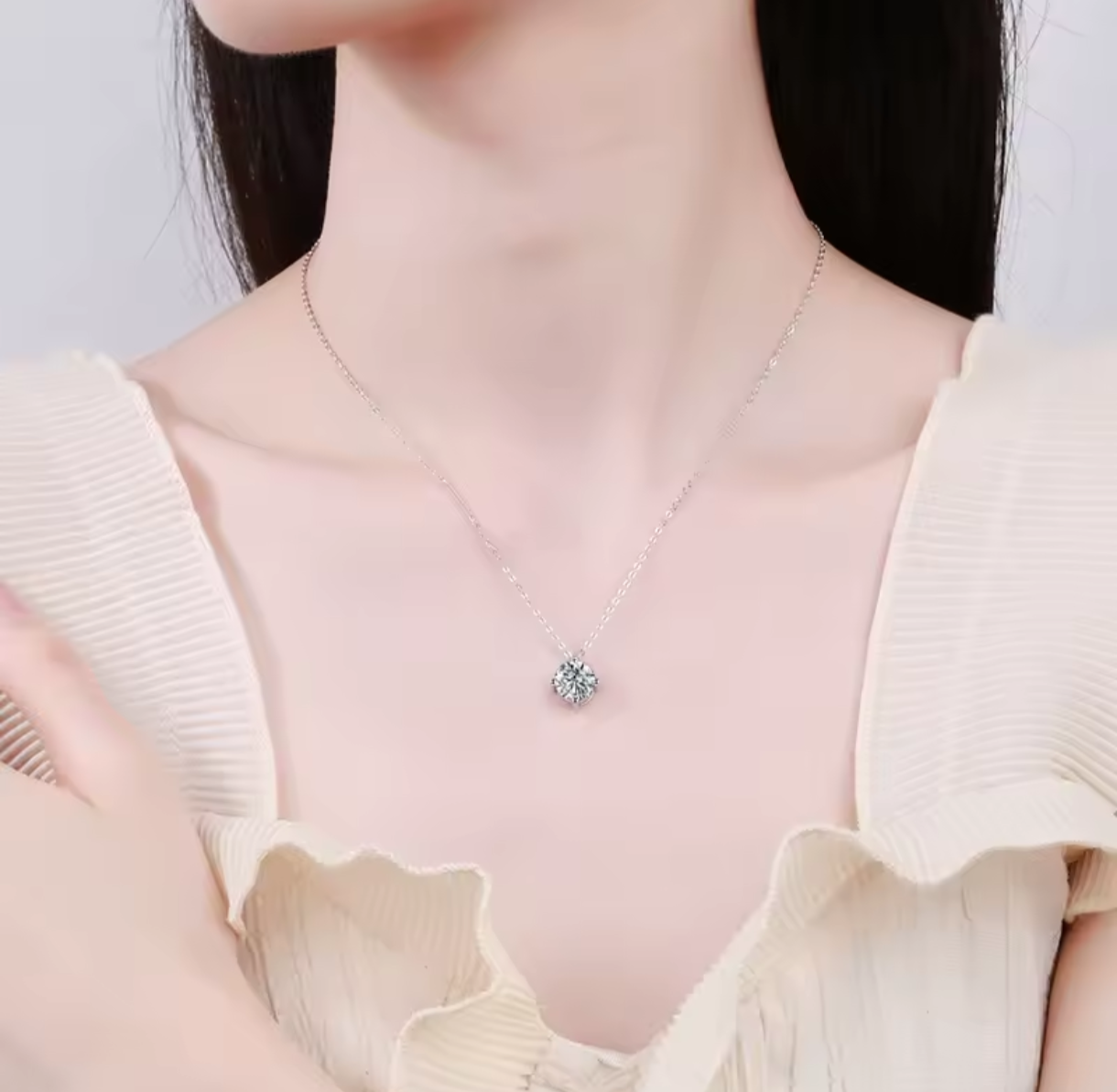 Naszyjnik z moissanitem 1ct srebro 925