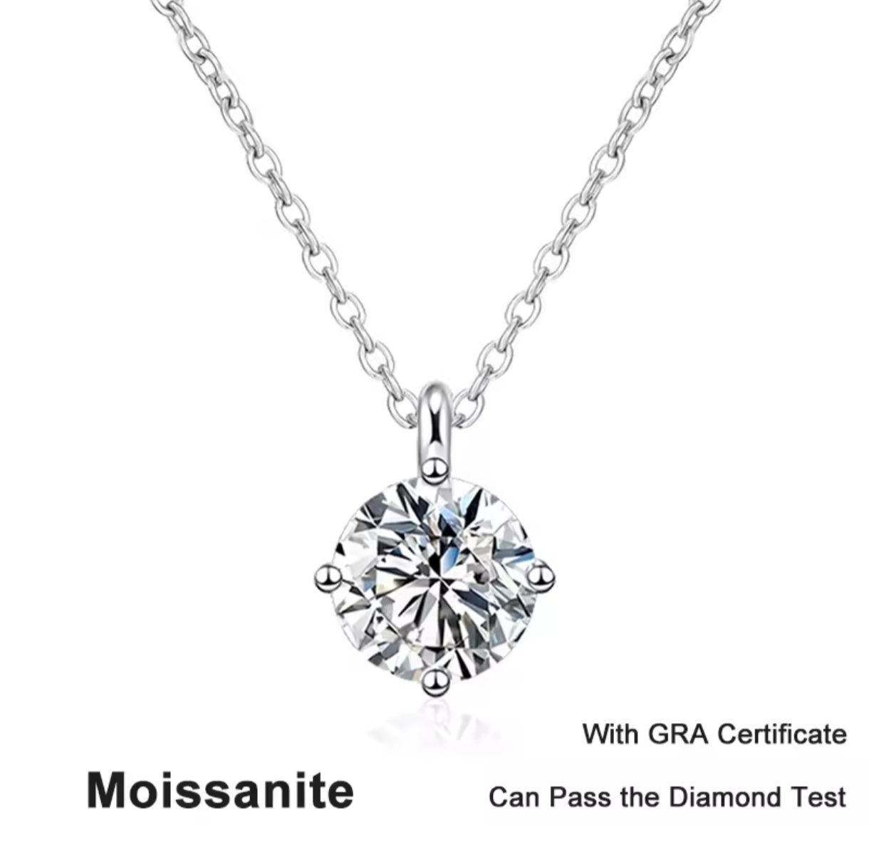 Naszyjnik z moissanitem 1ct srebro 925