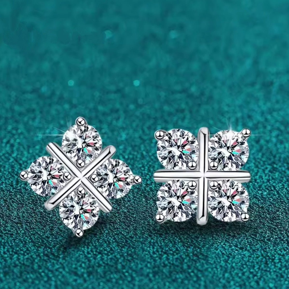 Kolczyki sztyft kwadraty srebro 925 Moissanite