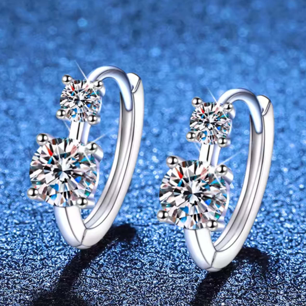 Kolczyki Moissanit srebro 925 0,1 ct 3 mm/0,5 ct 5 mm ct