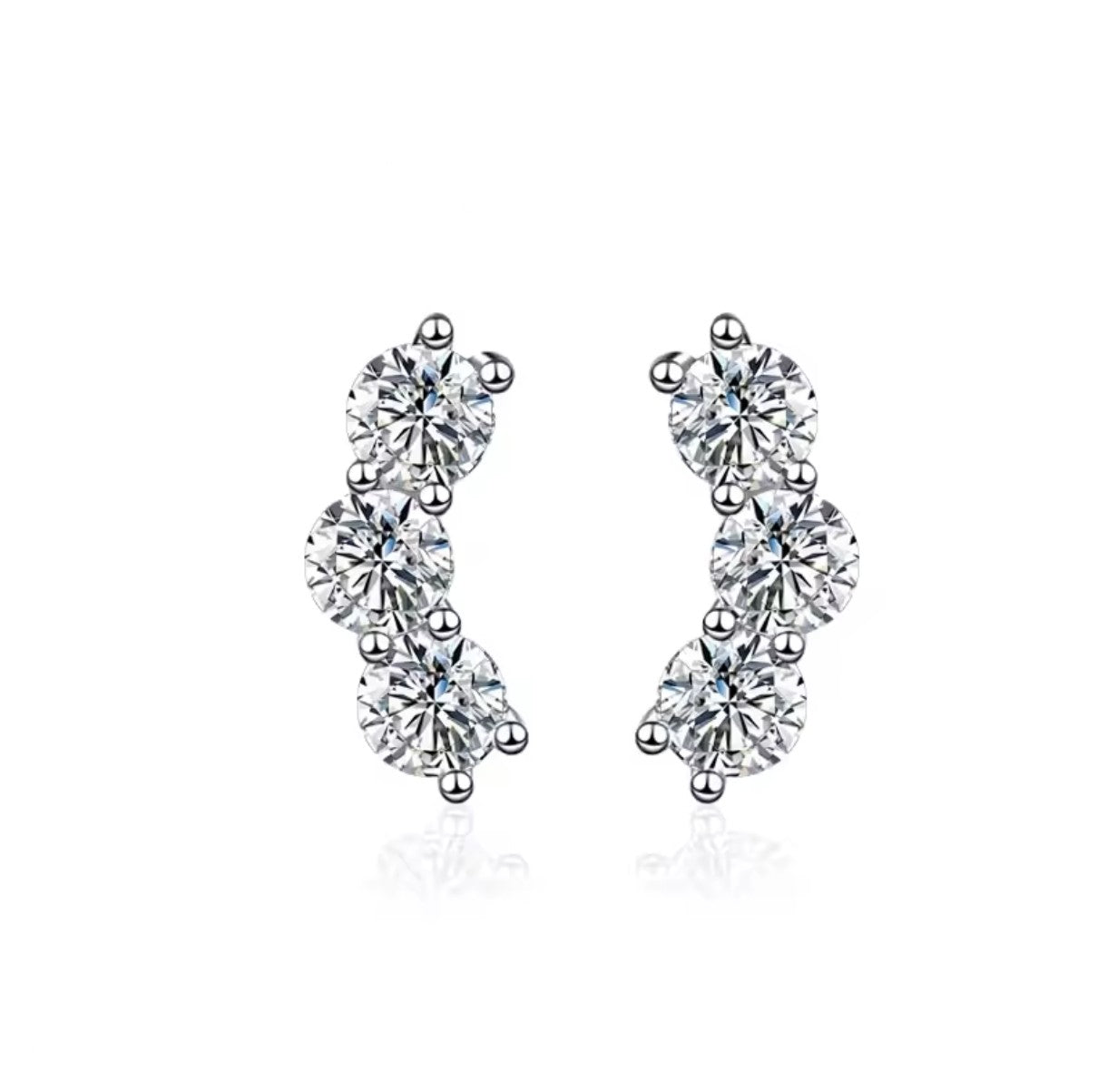 Kolczyki sztyft półokrągłe srebro 925 Moissanite 0,2 ct