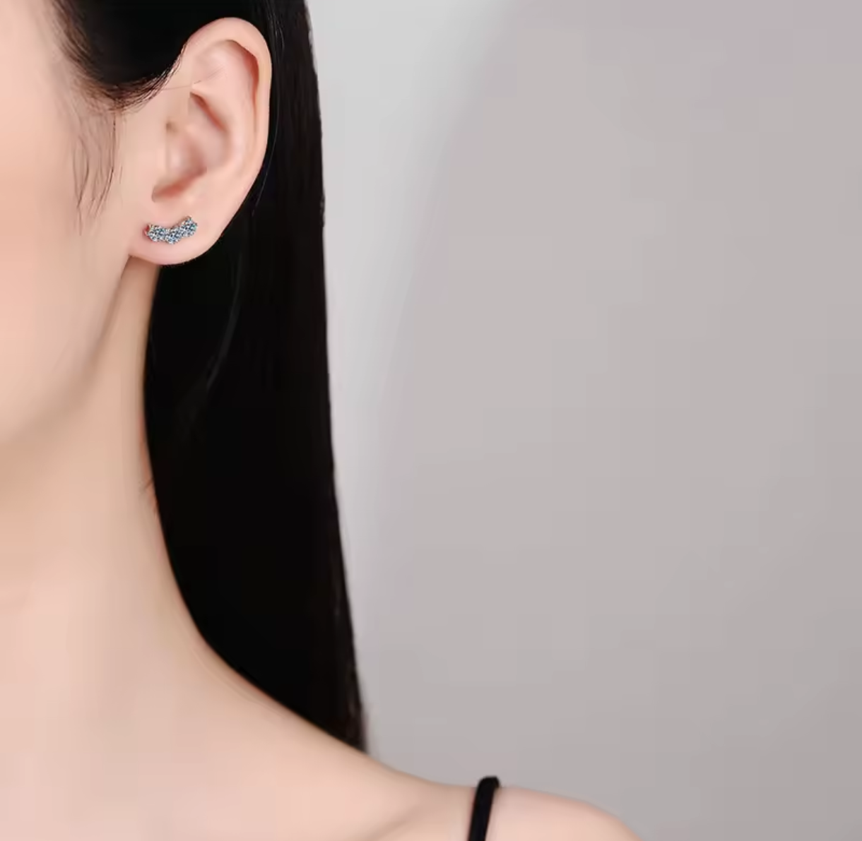 Kolczyki sztyft półokrągłe srebro 925 Moissanite 0,2 ct