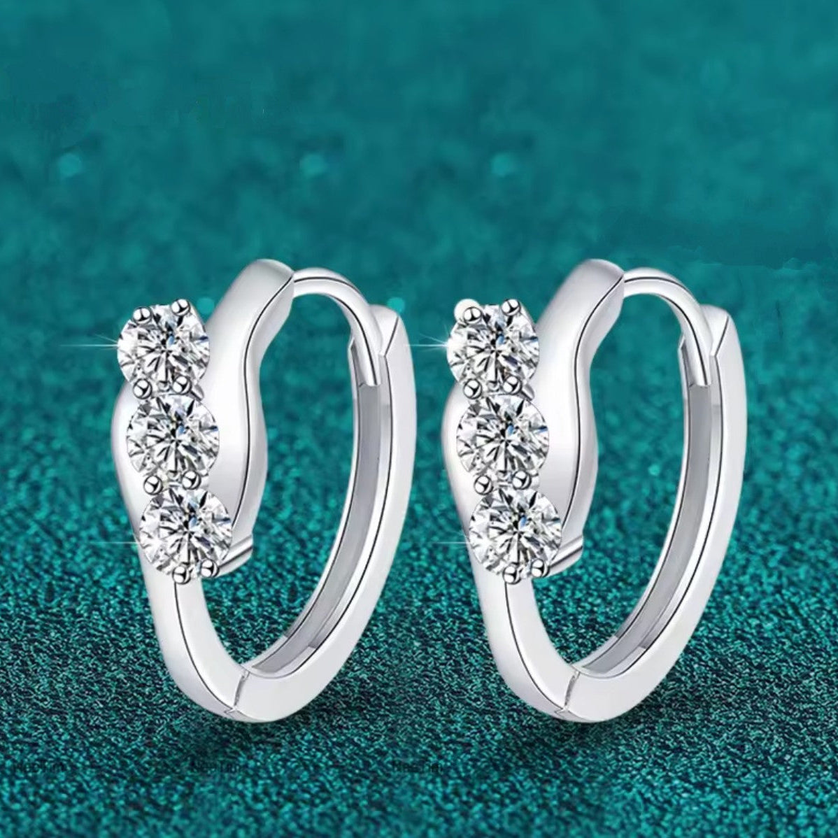 Kolczyki Moissanit koła srebro 925 3mm * 6 sztuk