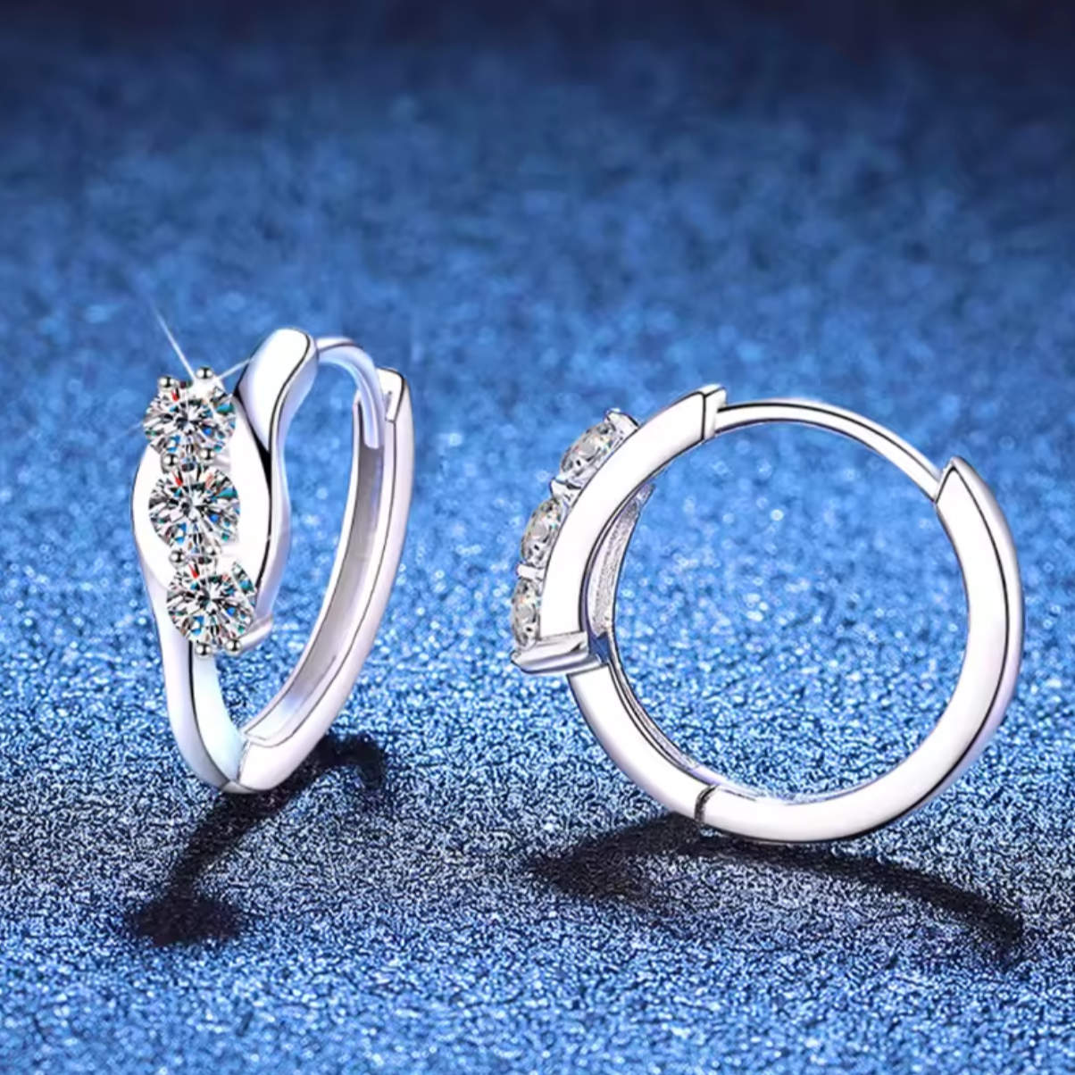 Kolczyki Moissanit koła srebro 925 3mm * 6 sztuk