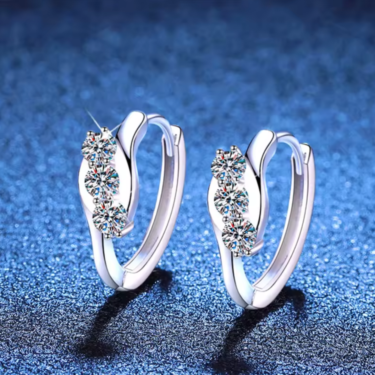 Kolczyki Moissanit koła srebro 925 3mm * 6 sztuk