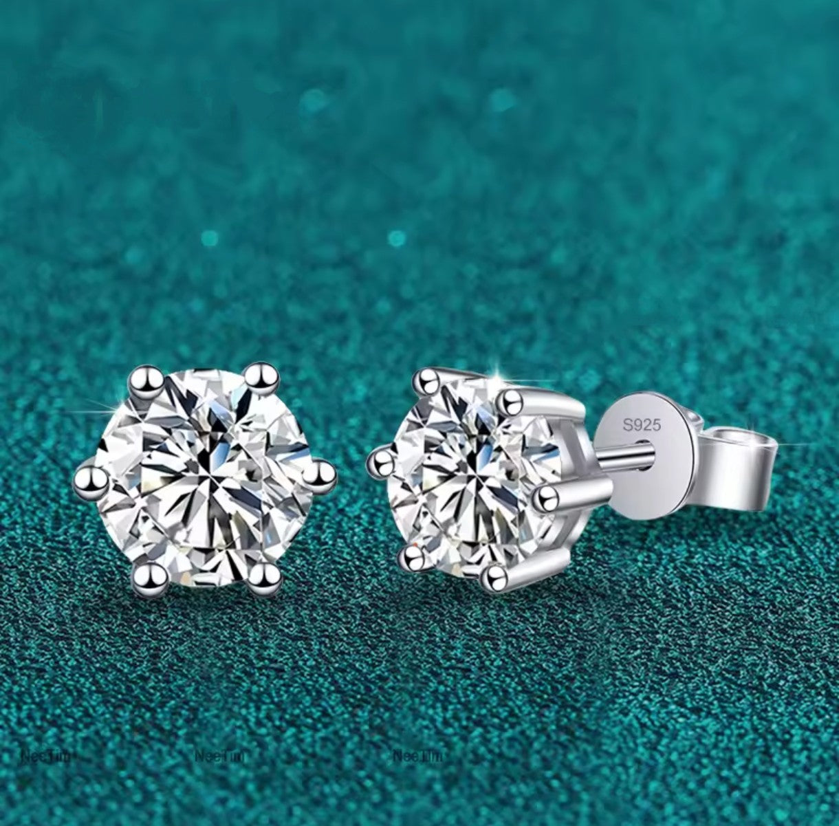 Kolczyki sztyft okrągłe Moissanite srebro 925 0,1 ct