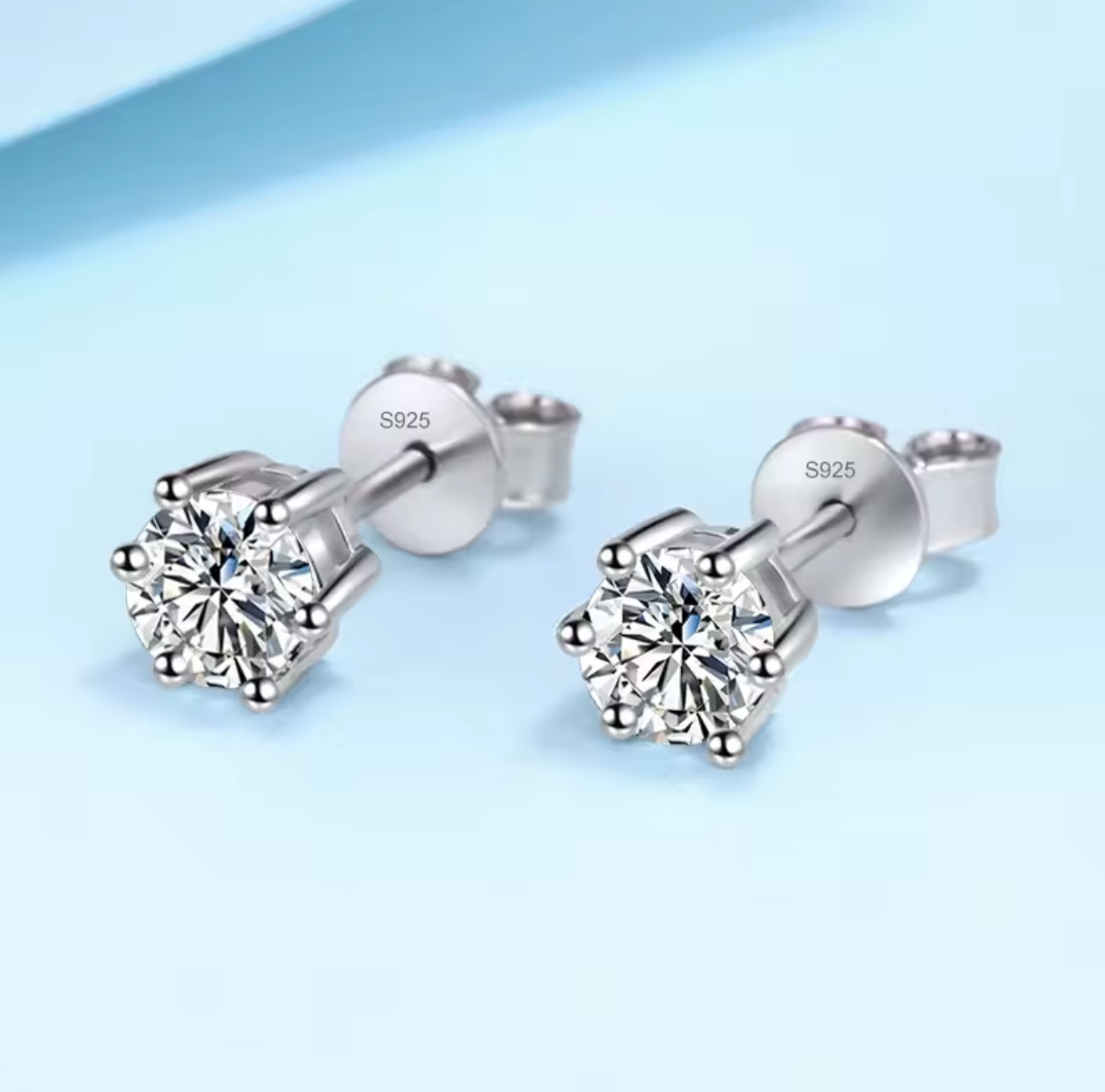 Kolczyki sztyft okrągłe Moissanite srebro 925 0,1 ct