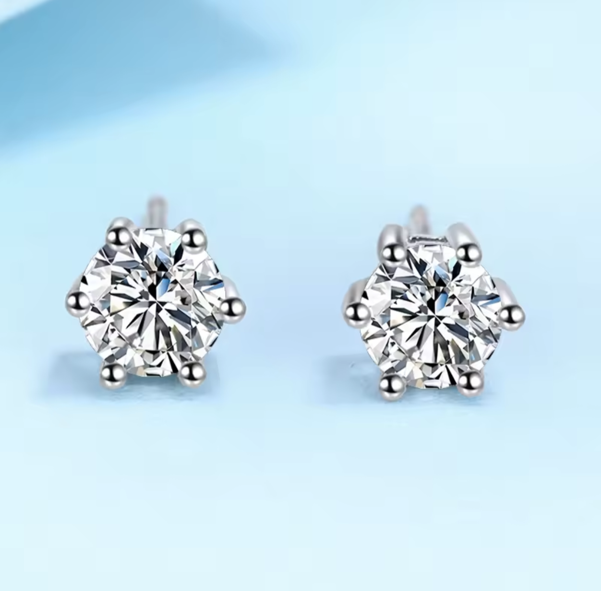 Kolczyki sztyft okrągłe Moissanite srebro 925 0,1 ct