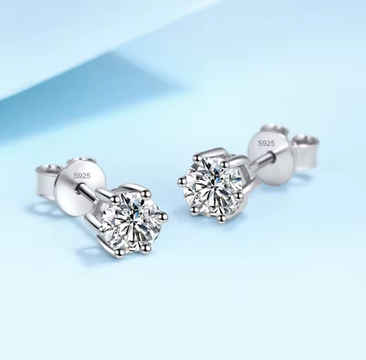 Kolczyki sztyft okrągłe Moissanite srebro 925 0,1 ct