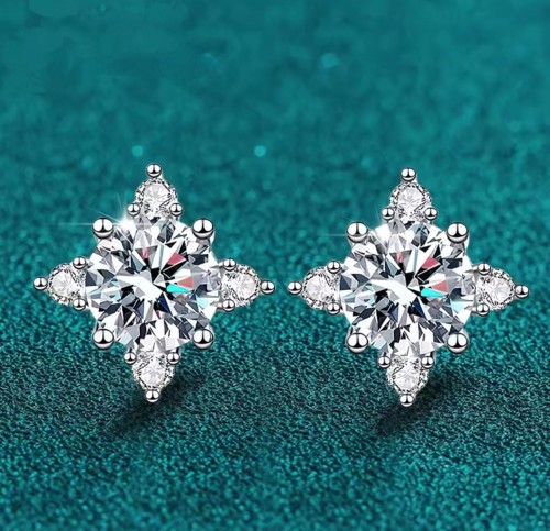 Kolczyki sztyft śnieżynki Moissanite srebro925 0.5ct www.selivah.pl.png