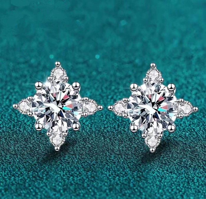 Kolczyki sztyft śnieżynki Moissanite srebro925 0.5ct www.selivah.pl.png