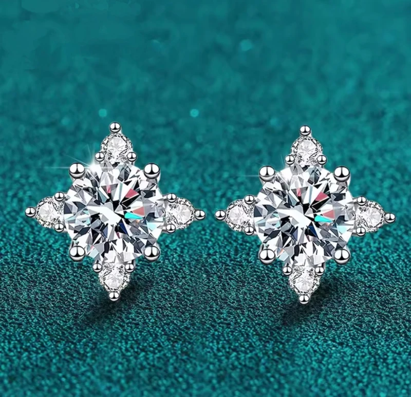 Kolczyki sztyft śnieżynki Moissanite srebro925 0.5ct www.selivah.pl.png